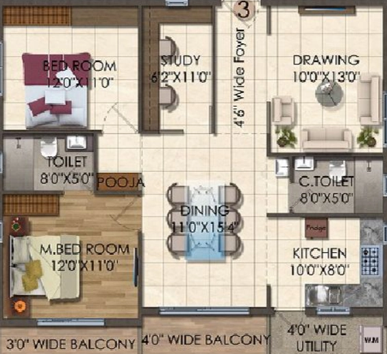 2 BHK Flat in Vertex Siris Signa in null, Vijayawada - Image 932057