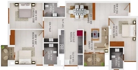 3 BHK Flat in Tulsi V Home in Kaloor, Kochi - Image 932063