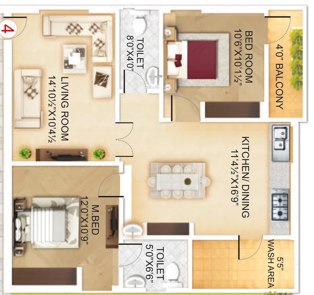 2 BHK Flat in HCPL Pushkara Enclave in Kesarapalle, Vijayawada - Image 932084