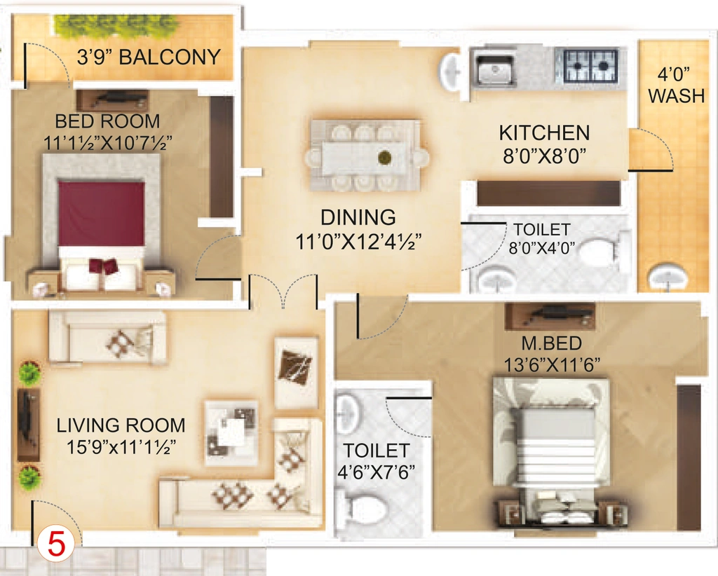 2 BHK Flat in HCPL Pushkara Enclave in Kesarapalle, Vijayawada - Image 932085