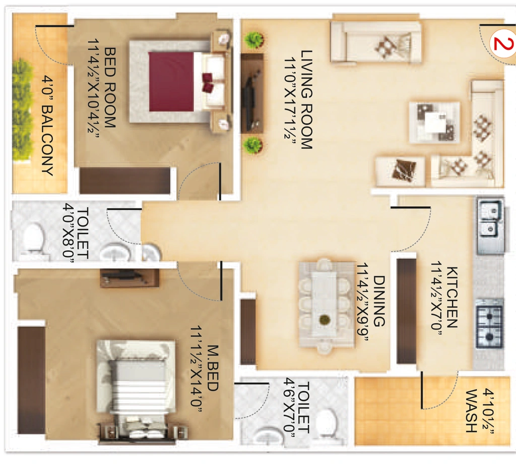 2 BHK Flat in HCPL Pushkara Enclave in Kesarapalle, Vijayawada - Image 932086