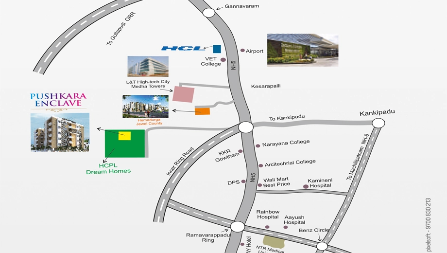 Location of HCPL Pushkara Enclave in Kesarapalle, Vijayawada - Image 437989