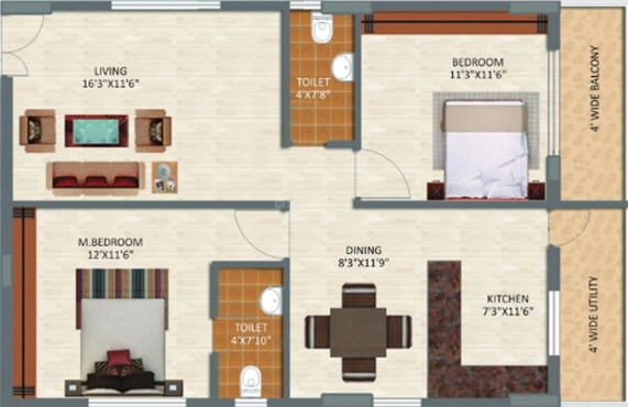 2 BHK Flat in Keystones AVSR Skycourt in Bhavanipuram, Vijayawada - Image 932079