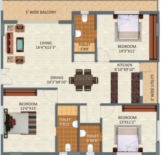 3 BHK Flat in Keystones AVSR Skycourt in Bhavanipuram, Vijayawada - Image 932083