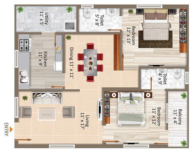 2 BHK Flat in SKT West Meadows in Bhavanipuram, Vijayawada - Image 932074
