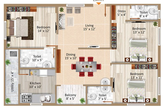 3 BHK Flat in SKT West Meadows in Bhavanipuram, Vijayawada - Image 932075