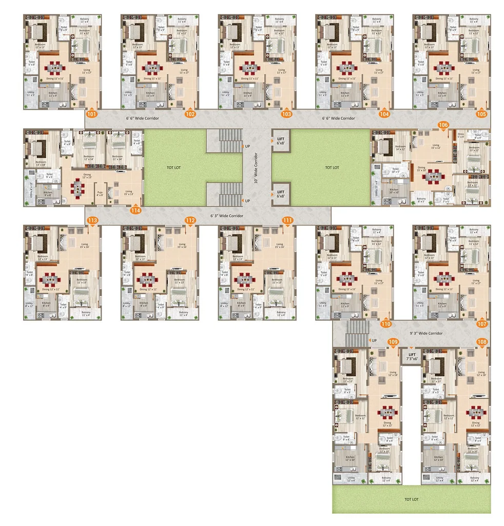 Floor Plan of SKT West Meadows in Bhavanipuram, Vijayawada - Image 437966