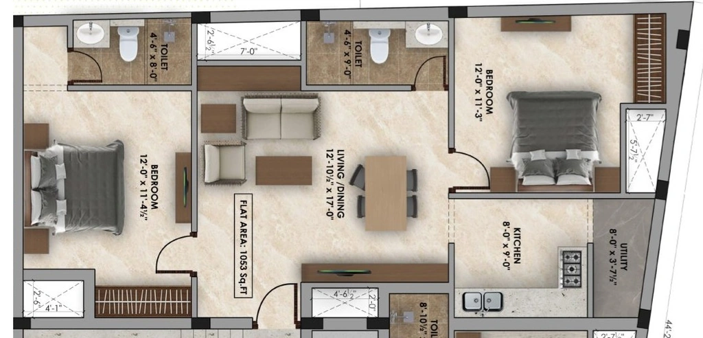 2 BHK Flat in Aara Venus Amber in Purasaiwakkam, Chennai - Image 932067
