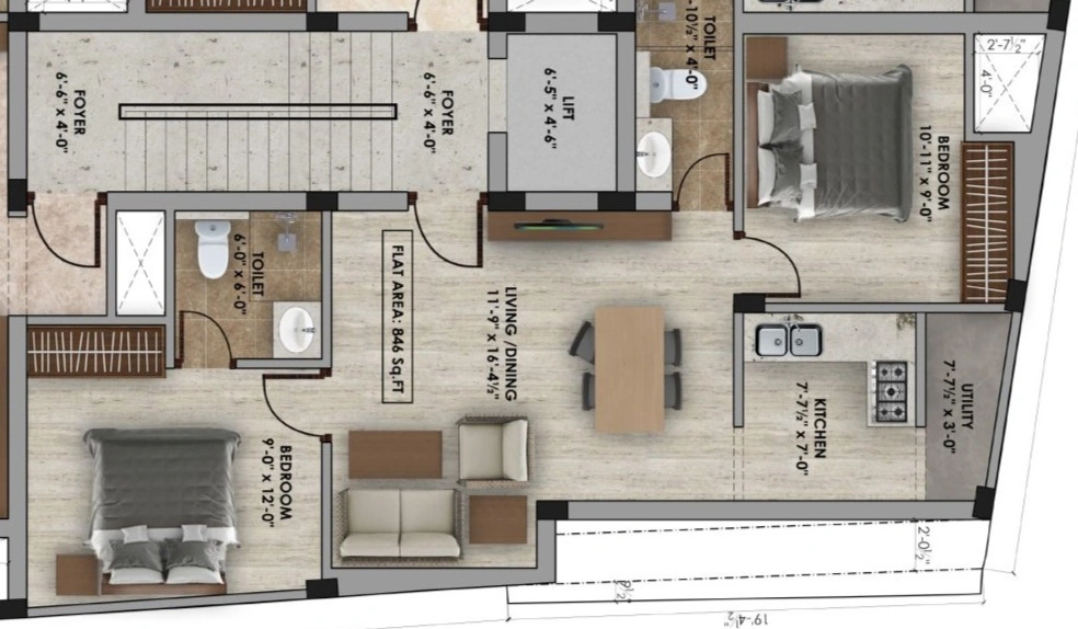 2 BHK Flat in Aara Venus Amber in Purasaiwakkam, Chennai - Image 932066
