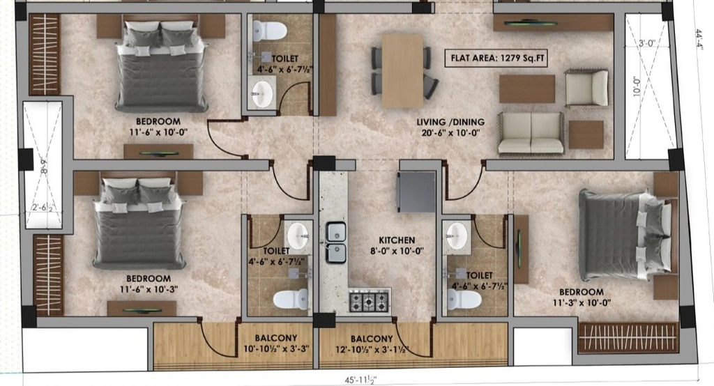 3 BHK Flat in Aara Venus Amber in Purasaiwakkam, Chennai - Image 932068