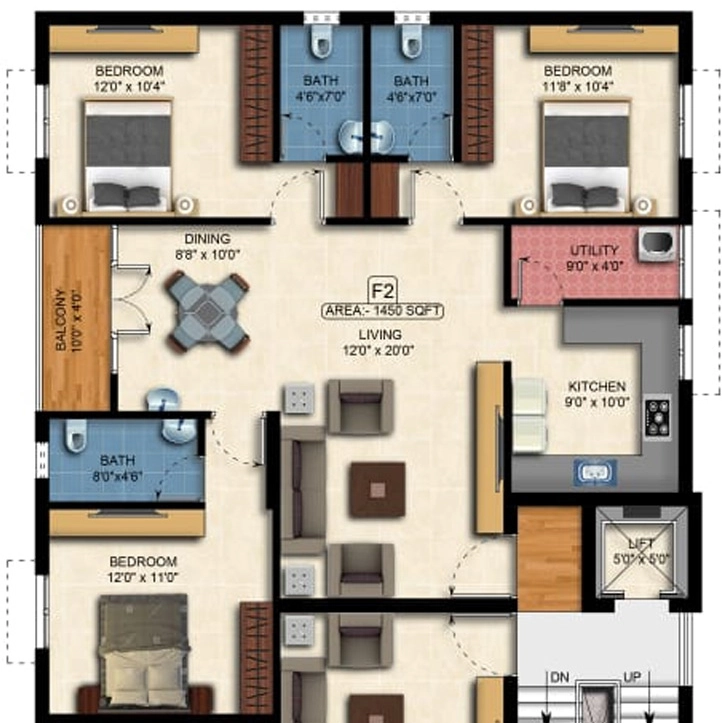 3 BHK Flat in Green Emerald in Mogappair, Chennai - Image 932093