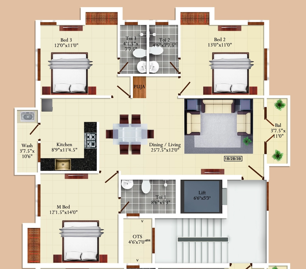 3 BHK Flat in India Dakshinaalaya in Shenoy Nagar, Chennai - Image 932089