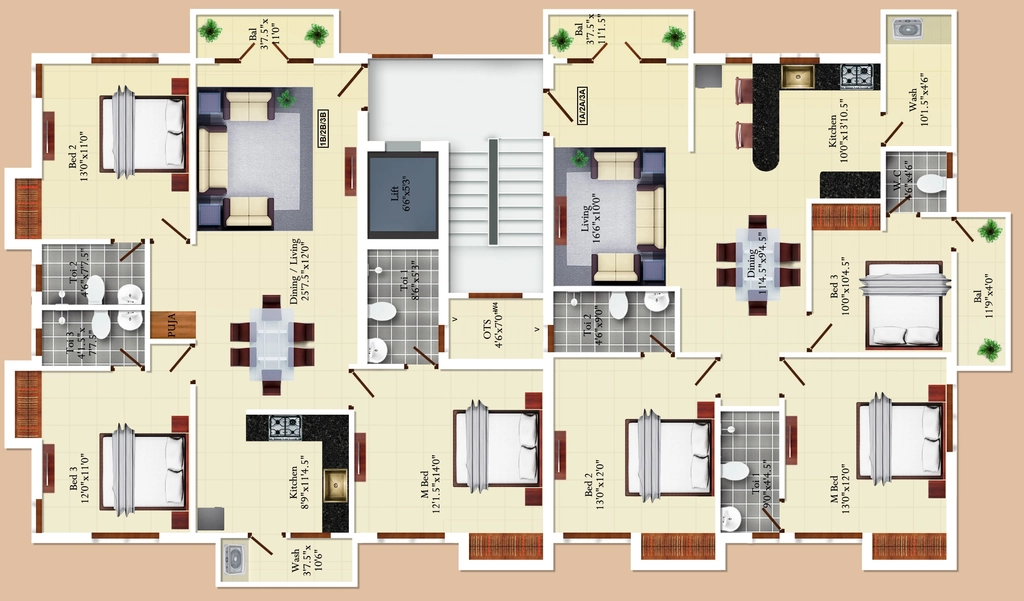 Floor Plan of India Dakshinaalaya in Shenoy Nagar, Chennai - Image 438070