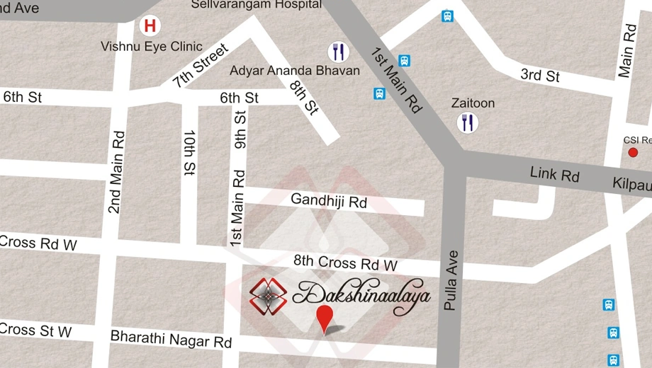 Location of India Dakshinaalaya in Shenoy Nagar, Chennai - Image 438071