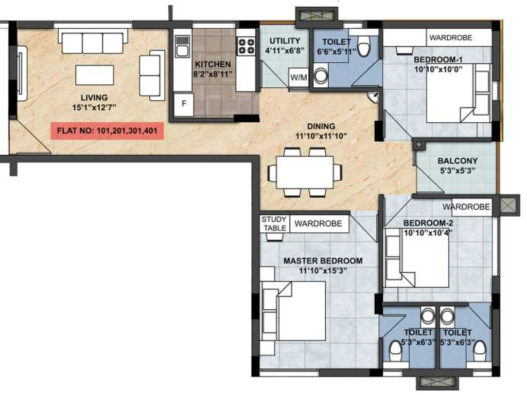 3 BHK Flat in Jayaswathy Swathy Ramalakshmi Paradise in Perambur, Chennai - Image 932106