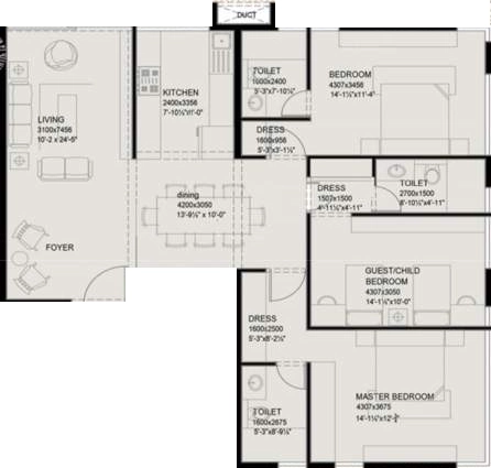 3 BHK Flat in CR The Big Tree in Jayanagar, Bangalore - Image 932099