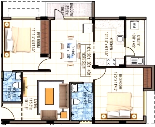 2 BHK Flat in Kriticons Green Lakes in Urapakkam, Chennai - Image 932123