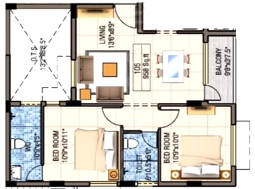 2 BHK Flat in Kriticons Green Lakes in Urapakkam, Chennai - Image 932122