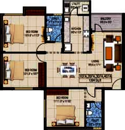 3 BHK Flat in Kriticons Green Lakes in Urapakkam, Chennai - Image 932124
