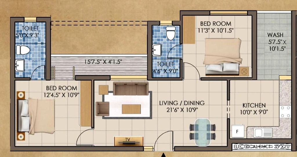 2 BHK Flat in Kriticons Jirawala Paradise in Purasaiwakkam, Chennai - Image 932135