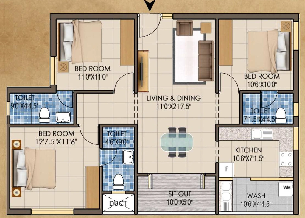 3 BHK Flat in Kriticons Jirawala Paradise in Purasaiwakkam, Chennai - Image 932138