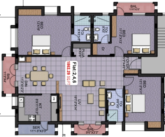 3 BHK Flat in Maxis Pushpam in Anna Nagar, Chennai - Image 932165