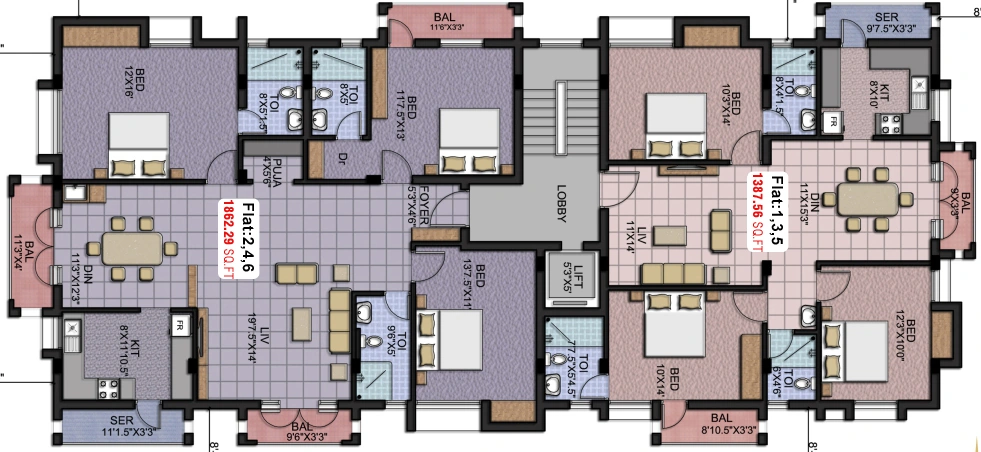 Floor Plan of Maxis Pushpam in Anna Nagar, Chennai - Image 438216
