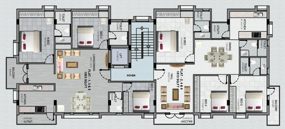 Floor Plan of Maxis Rajam in Anna Nagar, Chennai - Image 438204