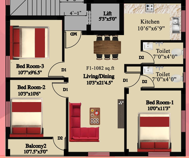 3 BHK Flat in MLR Flats in Perambur, Chennai - Image 932171