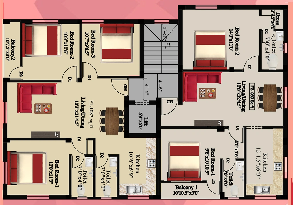 Floor Plan of MLR Flats in Perambur, Chennai - Image 438234
