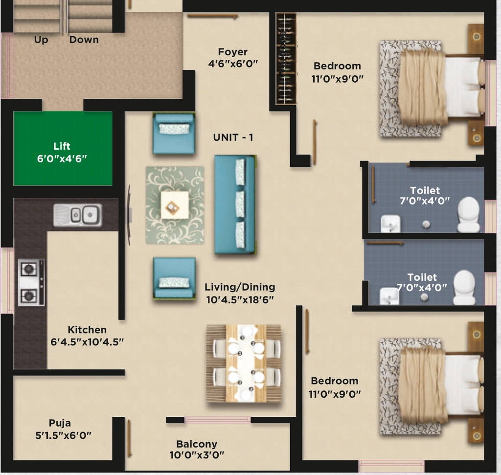 2 BHK Flat in MLR Ravana Homes in Kolathur, Chennai - Image 932148