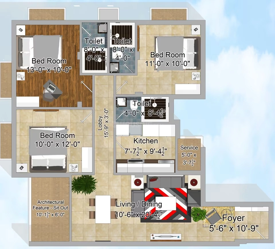 3 BHK Flat in Shri Raj Mahal in Purasaiwakkam, Chennai - Image 932127