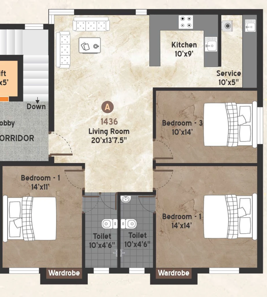 3 BHK Flat in SN Aishwaryam in Perambur, Chennai - Image 932167