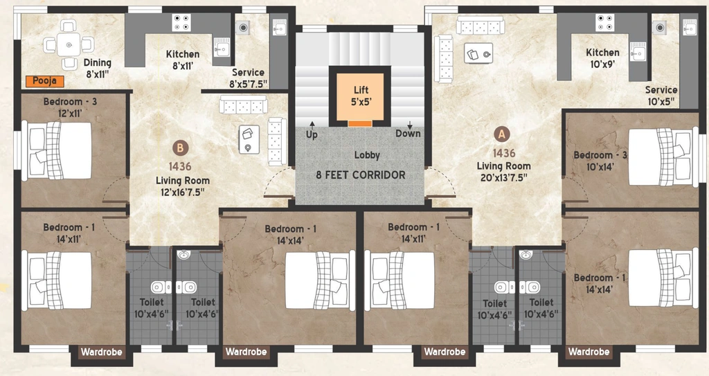 Floor Plan of SN Aishwaryam in Perambur, Chennai - Image 438227