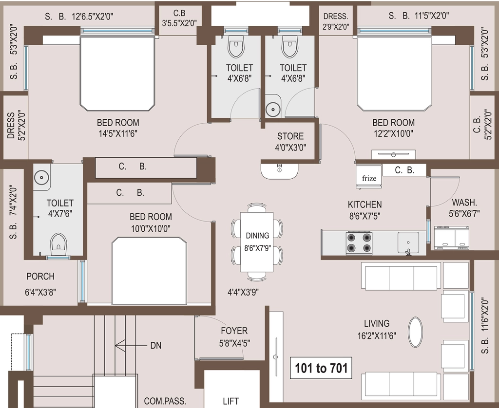 3 BHK Flat in Akshar Vraj Height in Bhakti Nagar, Rajkot - Image 932137