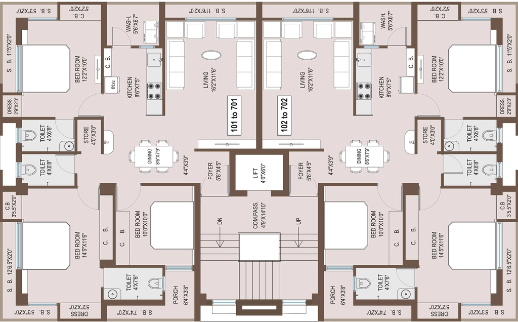 Floor Plan of Akshar Vraj Height in Bhakti Nagar, Rajkot - Image 438155