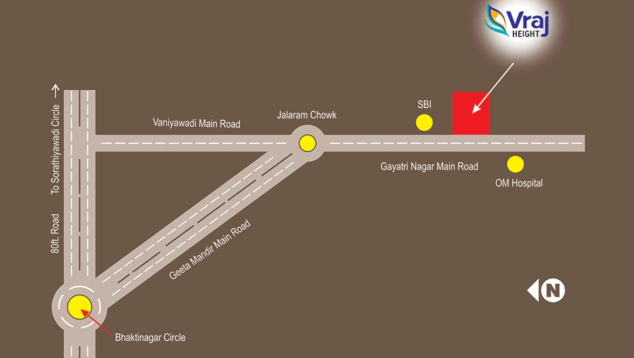 Location of Akshar Vraj Height in Bhakti Nagar, Rajkot - Image 438154