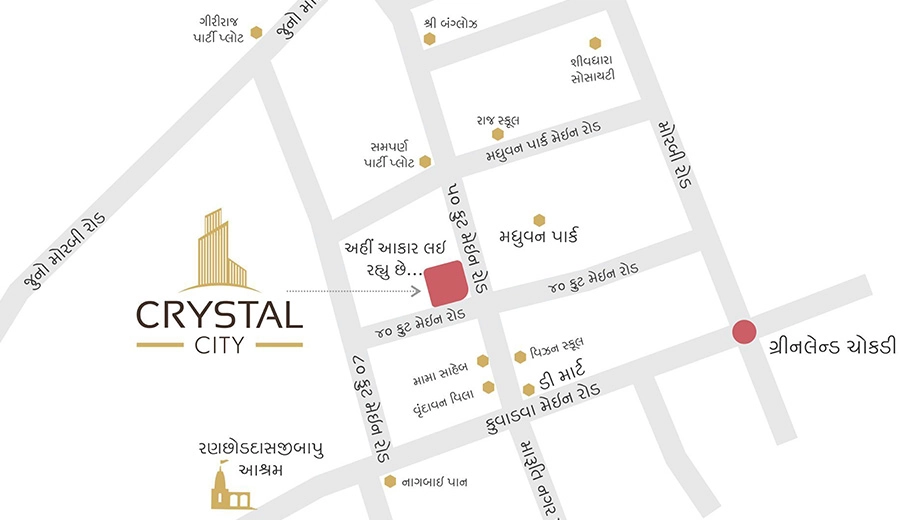 Location of Commercial Shree Crystal City in Bhakti Nagar, Rajkot - Image 438211