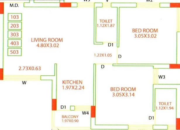 2 BHK Flat in Mustafa Ishaan Gold in Bhakti Nagar, Rajkot - Image 932172
