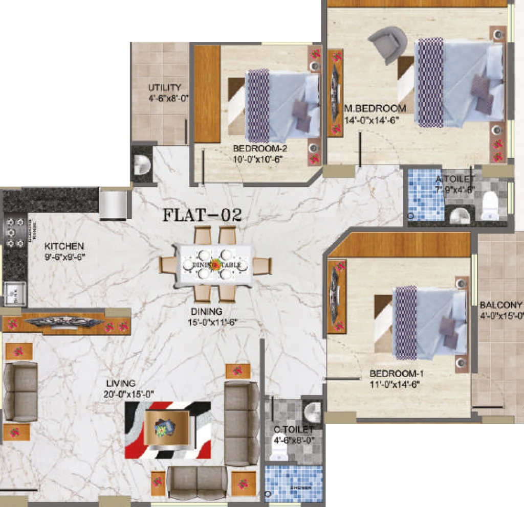 3 BHK Flat in HP Hanshis Hill View in Banashankari, Bangalore - Image 932175