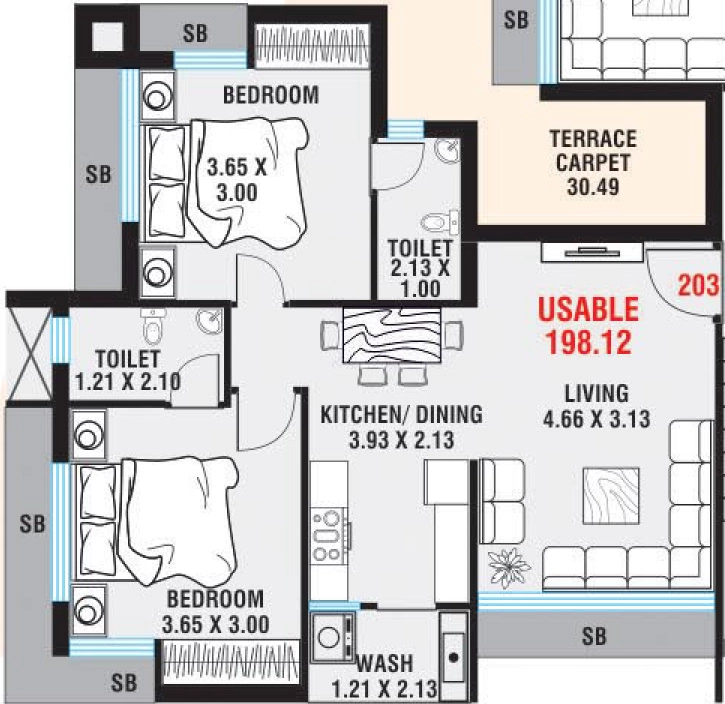 2 BHK Flat in Pipaliya Empire in Bhakti Nagar, Rajkot - Image 932182