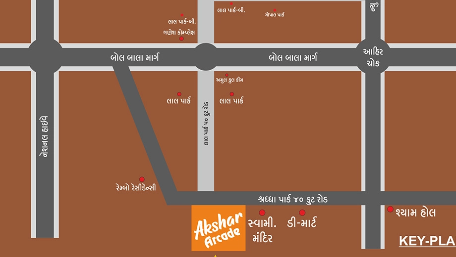 Location of Commercial Sitaram Akshar Arcade in Bhakti Nagar, Rajkot - Image 438297