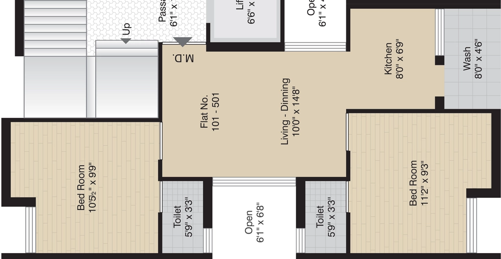 2 BHK Flat in Sagar Vraj Bhumi Appartment in Bhakti Nagar, Rajkot - Image 932199