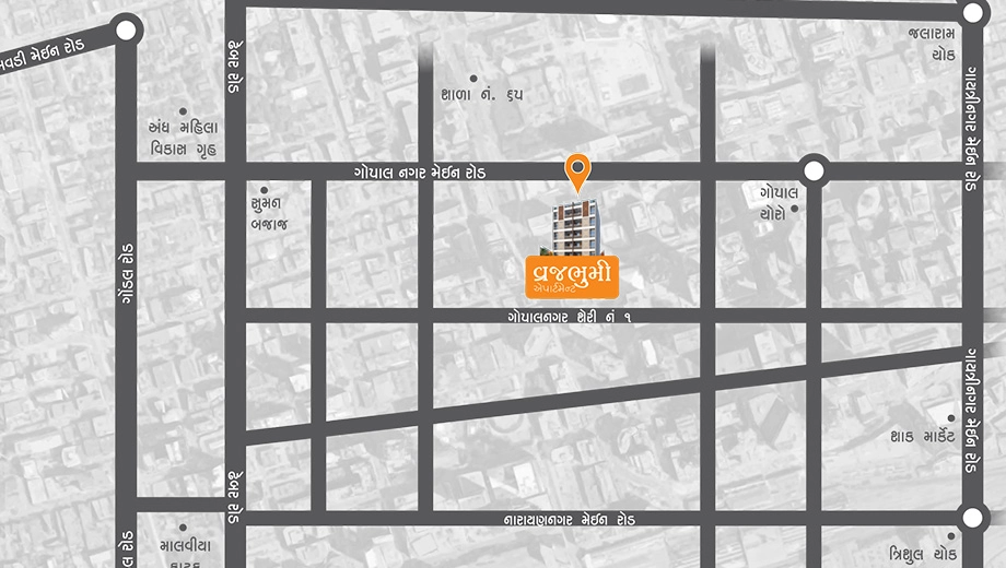Location of Sagar Vraj Bhumi Appartment in Bhakti Nagar, Rajkot - Image 438321