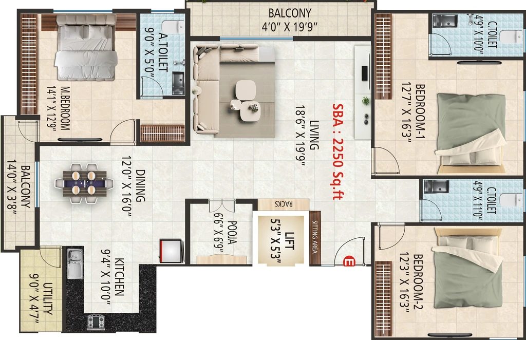 3 BHK Flat in Laavanya GR Temple Nest in Banashankari, Bangalore - Image 932259