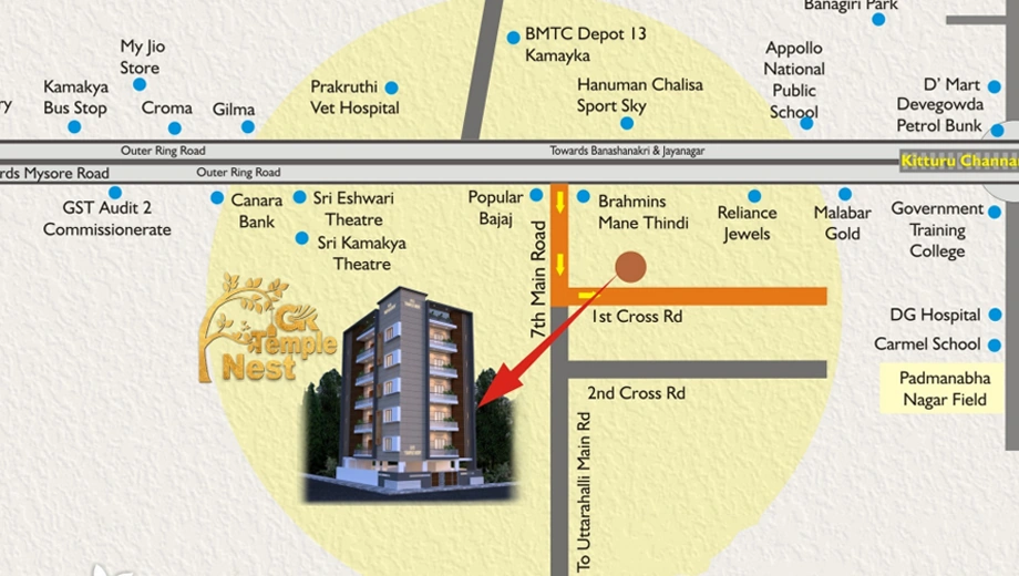 Location of Laavanya GR Temple Nest in Banashankari, Bangalore - Image 438519