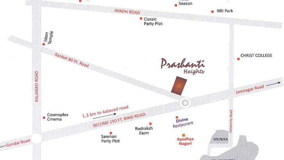 Location of JV Prashanti Heights in Munjka, Rajkot - Image 438571