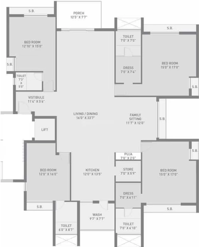 4 BHK Flat in Malabar Hills in Munjka, Rajkot - Image 932278