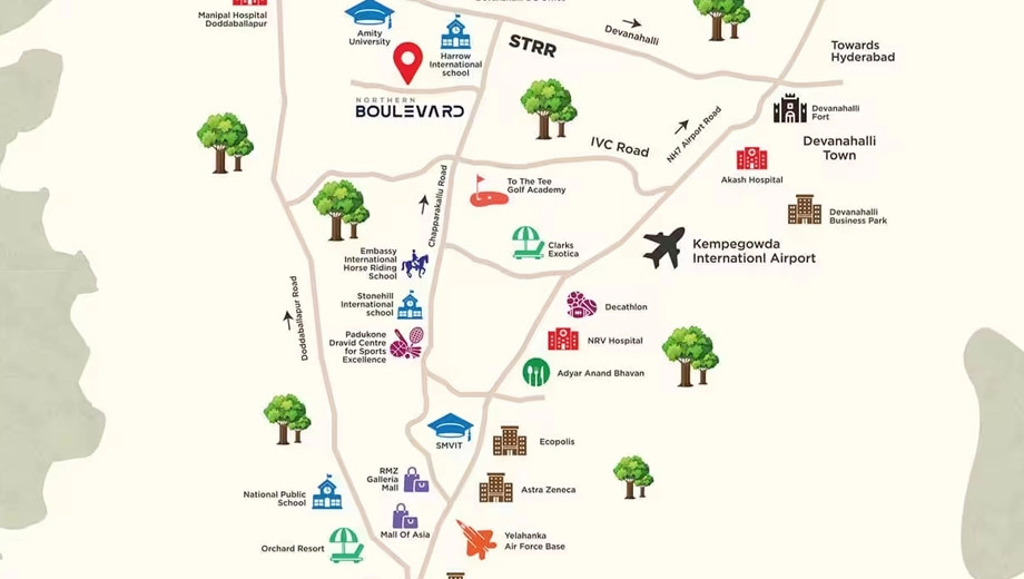 Location of Nimishamba Northern Boulevard in Devanahalli, Bangalore - Image 438598