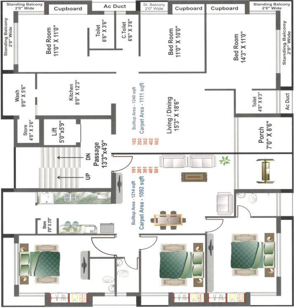 Floor Plan of Omkar Hariaksha Avenue in Munjka, Rajkot - Image 438594